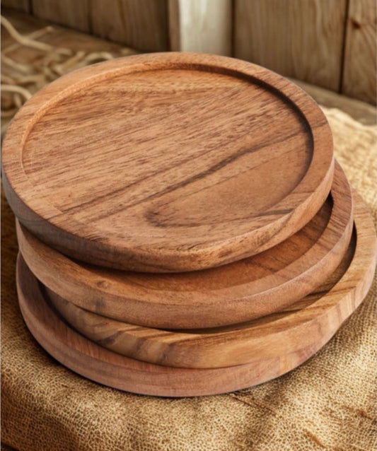 WOODEN COASTERS (4PC)