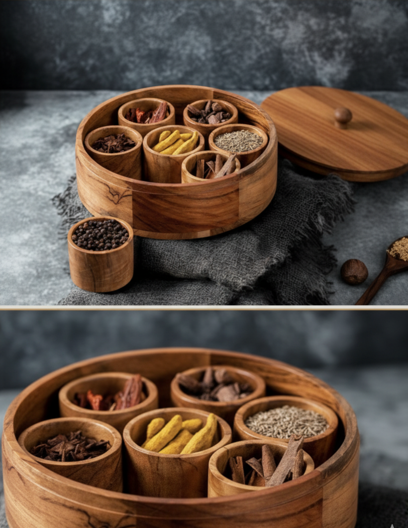 WOODEN SPICE BOX